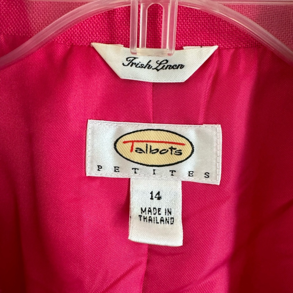 Talbots Pink Linen Blazer - One Button. Size 14 - image 2